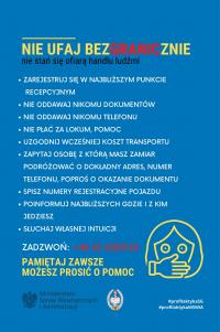 Nie ufaj bezgranicznie – nie stań się ofiarą handlu ludźmi / НЕ ДОВІРЯЙТЕ БЕЗМЕЖНО - щоб не стати жертвою торгівлі людьми